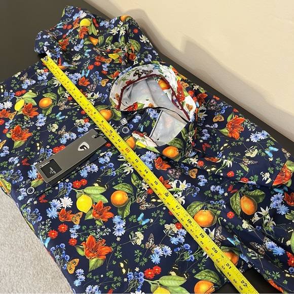 NWT Fried Denim Tropical Print Button Up Short Sleeve Shirt - Picture 11 of 13